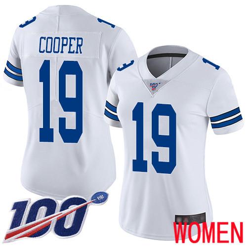 Women Dallas Cowboys Limited White Amari Cooper Road #19 100th Season Vapor Untouchable NFL Jersey->women nfl jersey->Women Jersey
